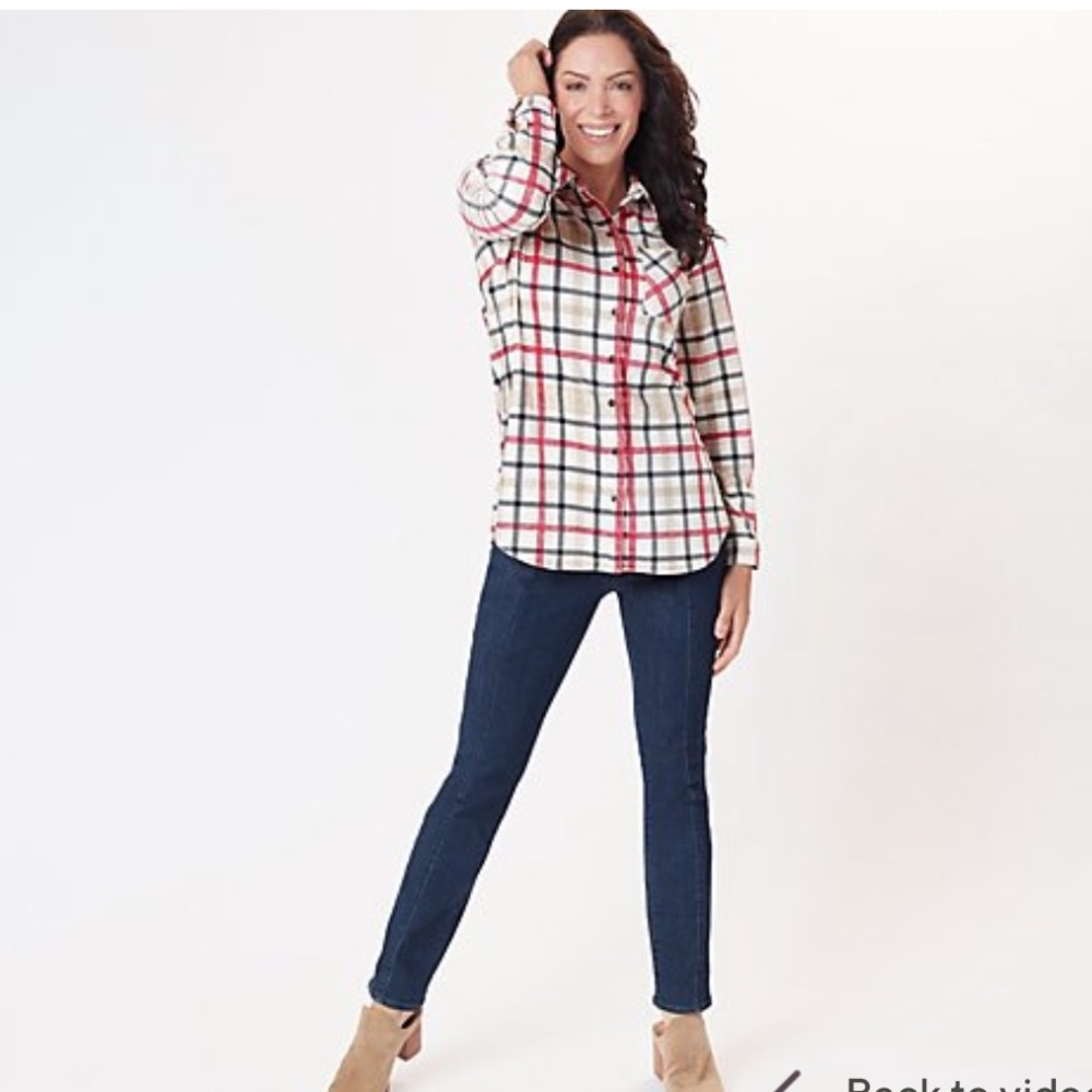 Susan Graver Weekend Plaid Tunic Shirt NWT Large